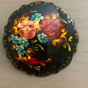 rural flowers individually hand-painted brooch